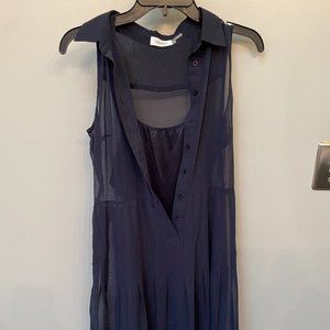 Sheer Blue Calvin Klein Dress with Slip - Size 4 - Great Condition